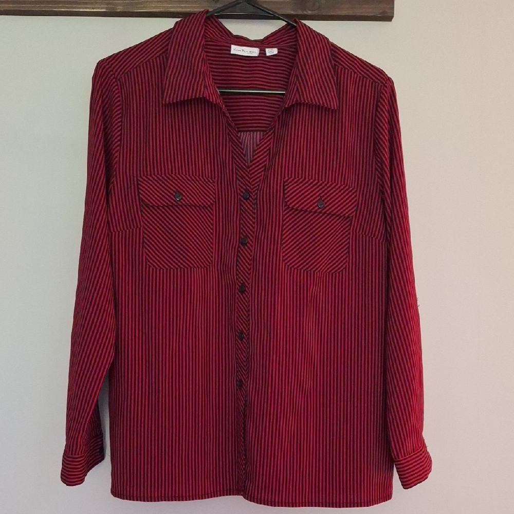 Kim Rogers Black and Red Striped Top